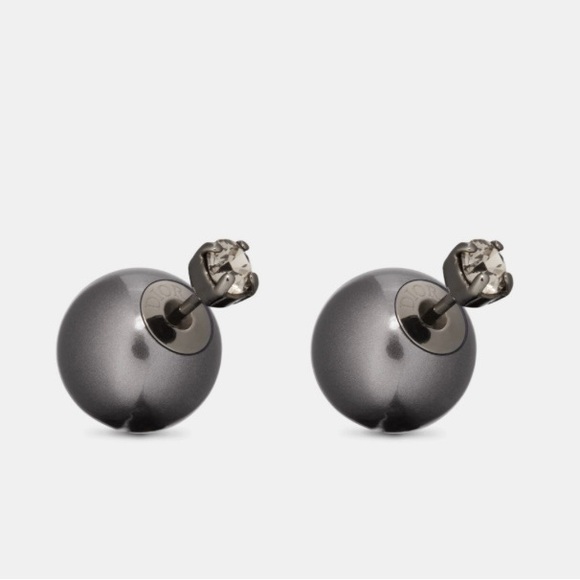 Dior Tribales Earrings Ruthenium-Finish Metal Black Resin Pearls Black Crystals - Picture 1 of 10